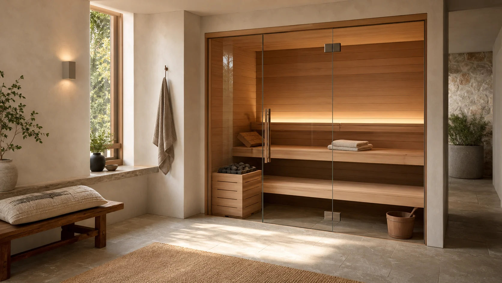 Warm Within indoor sauna designed for a modern home